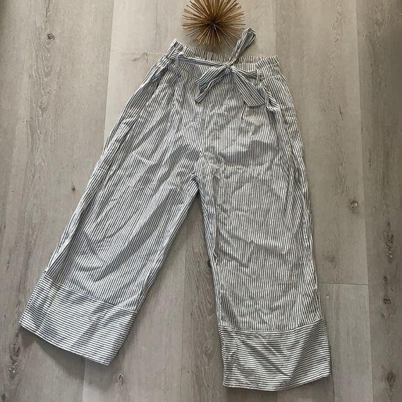URBAN ROMANTICS SIZE L wide leg Capri pant paper bag high‎ waist black white - Picture 1 of 9